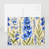 Blauwe Delphinium Bloemen Botanisch Briefkaart (Voorkant / Achterkant)