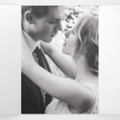 Blauwe delphinium bloemen waterverf bruiloft Tri-F Drieluik Programma (Binnenkant midden)