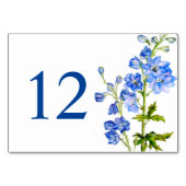 Blauwe delphinium bloemkunst bruiloft kaart (Achterkant)