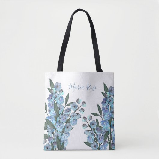 Blauwe Delphinium Boodschappentas Tote Bag (Voorkant)