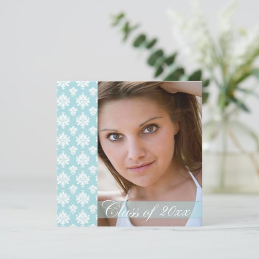 Blauwe demasfotograaf aankondiging (Staand voorkant)