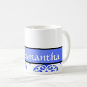 Blauwe demker en monogram koffiemok (Voorkant rechts)