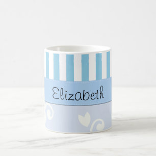 Blauwe demper, blauwe strepen, strips, Jouw naam Koffiemok