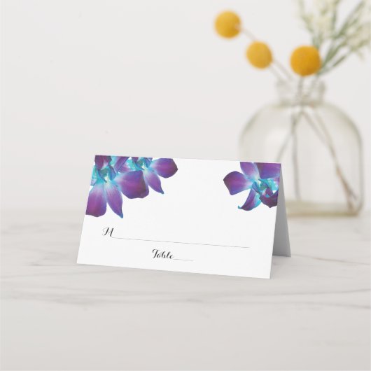 Blauwe Dendrobium Orchidee Bruiloft Gevouwen Plaat Plaatskaartje (Voorkant)
