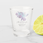 Blauwe Dendrobium Orchidee nog lang en gelukkig Shot Glas (Achterkant)