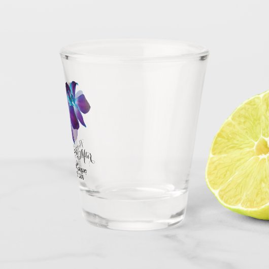 Blauwe Dendrobium Orchidee nog lang en gelukkig Shot Glas (Rechts)