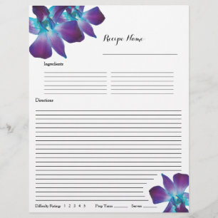 Blauwe Dendrobium Orchidee Receptenmap Inserts Flyer