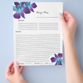 Blauwe Dendrobium Orchidee Receptenmap Inserts Flyer (Hand)