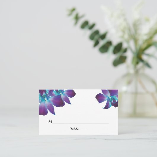 Blauwe Dendrobium Orchidee Trouwplaats Kaarten Plaatskaartje (Staand voorkant)