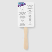 Blauwe Dendrobium Orchidee Trouwprogramma Fan Handwaaier (Achterkant)