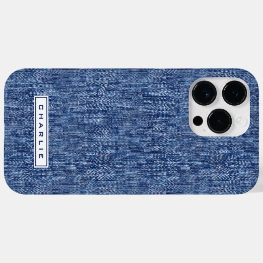 Blauwe denim aangepaste naam Case-Mate iPhone case (Achterkant (horizontaal))