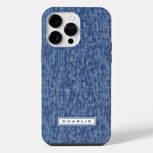 Blauwe denim aangepaste naam iPhone hoesje (Achterkant)
