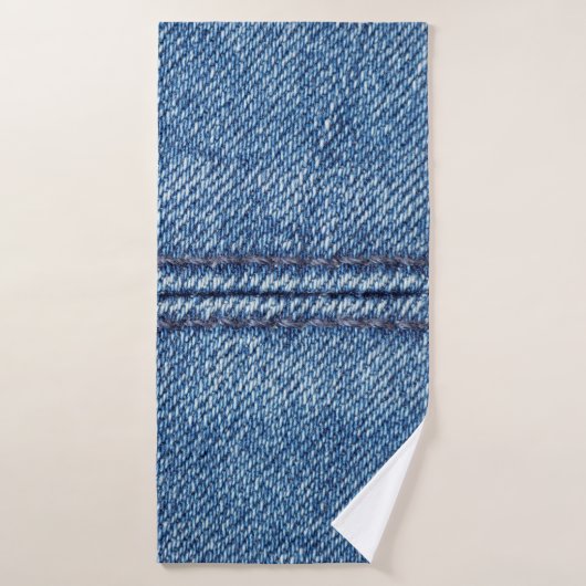 Blauwe denim achtergrond close-up (macro) badhanddoek (Badhanddoek)