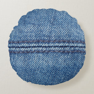Blauwe denim achtergrond close-up (macro) rond kussen