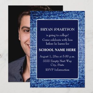 Blauwe denim - Bekijk de trunkparty foto uitnodige Kaart