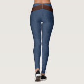 Blauwe Denim Bruin Lederen Riem Zilveren Ster Buck Leggings (Achterkant)