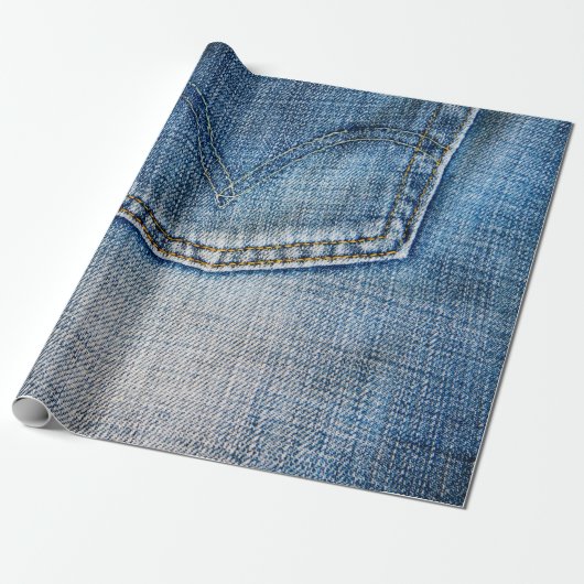 Blauwe denim cadeaupapier (Uitgerold)