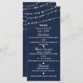 Blauwe Denim & Diamanten Sparkle Bling Party Menu (Voorkant / Achterkant)