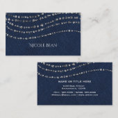 Blauwe Denim & Diamonds Faux Sparkle Bling Visitekaartje (Voorkant / Achterkant)