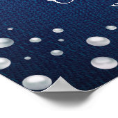 Blauwe Denim Diamonds Parels Parels Douche Welkom Poster (Hoek)
