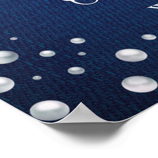 Blauwe Denim Diamonds Parels Parels Douche Welkom Poster (Hoek)