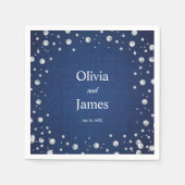 Blauwe Denim Diamonds Parels Trouwpaar Douche Servet (Voorkant)