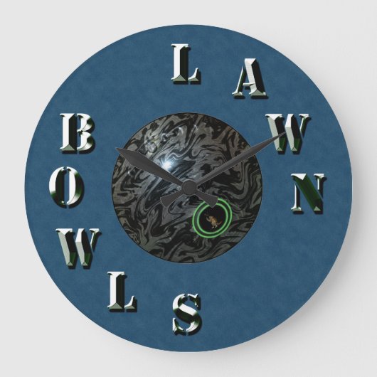 Blauwe denim Dimensional Lawn Bowls, wandklok (Voorkant)