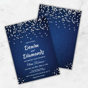 Blauwe Denim en Diamanten 50ste verjaardag Kaart