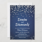 Blauwe Denim en Diamanten Elegante vrijgezellenfee Kaart (Voorkant)