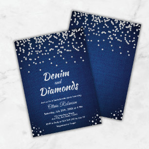 Blauwe Denim en Diamanten Elegante vrijgezellenfee Kaart