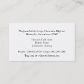 Blauwe denim en zilver hoefijzer visitekaartje (Achterkant)