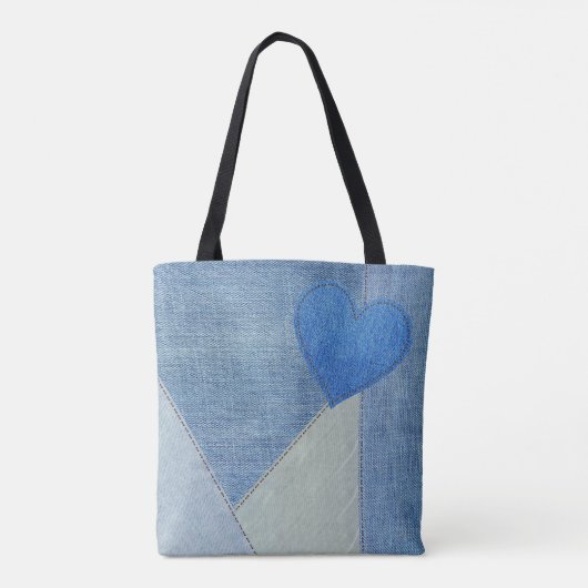 Blauwe denim hart Canvas tas (Achterkant)