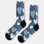 Blauwe Denim Harten Sokken (Links)