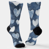 Blauwe Denim Harten Sokken (Gebogen)