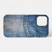 Blauwe denim iPhone hoesje (Achterkant horizontaal)