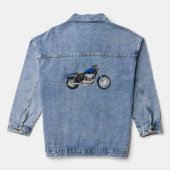Blauwe Denim Jean Jas Motorcycle Jacket (Achterkant)