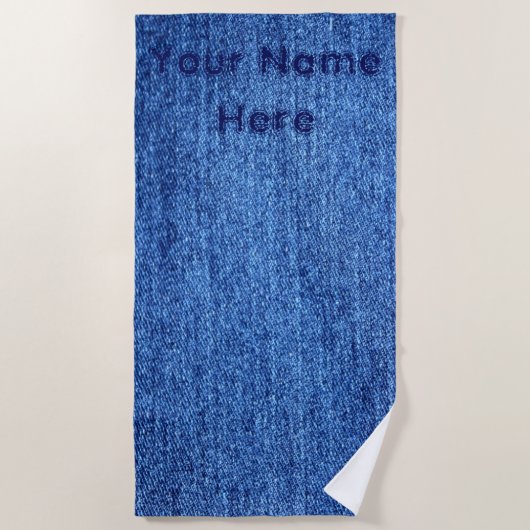 Blauwe denim Jeans Kijk - voeg Jouw naam toe - ver Strandlaken (Voorkant)