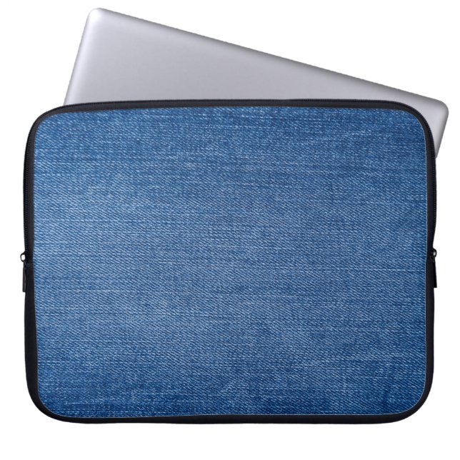 Blauwe denim jeans laptop sleeve (Voorkant)