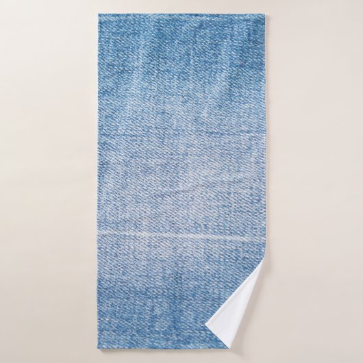 Blauwe denim jeans textuur badhanddoek (Badhanddoek)