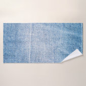 Blauwe denim jeans textuur badhanddoek (Badhanddoek)