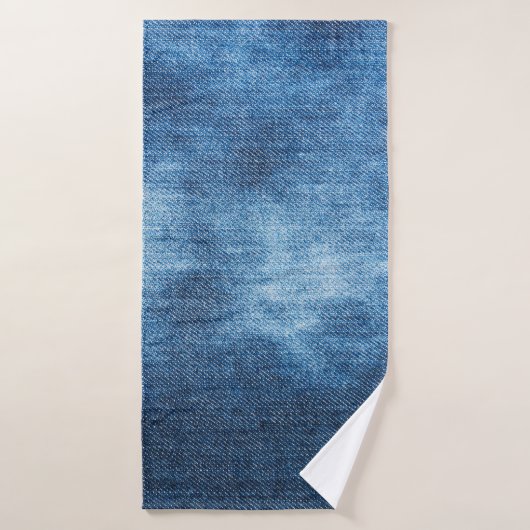 Blauwe denim jeans textuur badhanddoek (Badhanddoek)