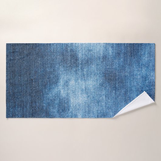 Blauwe denim jeans textuur badhanddoek (Badhanddoek)