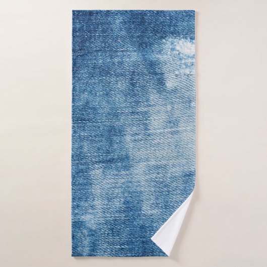 Blauwe denim jeans textuur badhanddoek (Badhanddoek)