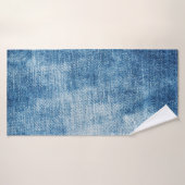 Blauwe denim jeans textuur badhanddoek (Badhanddoek)