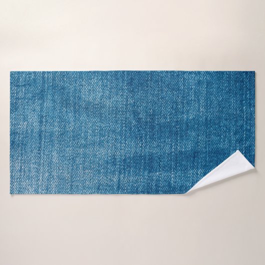 Blauwe denim jeans textuur dicht bij elkaar. Blauw Badhanddoek (Badhanddoek)