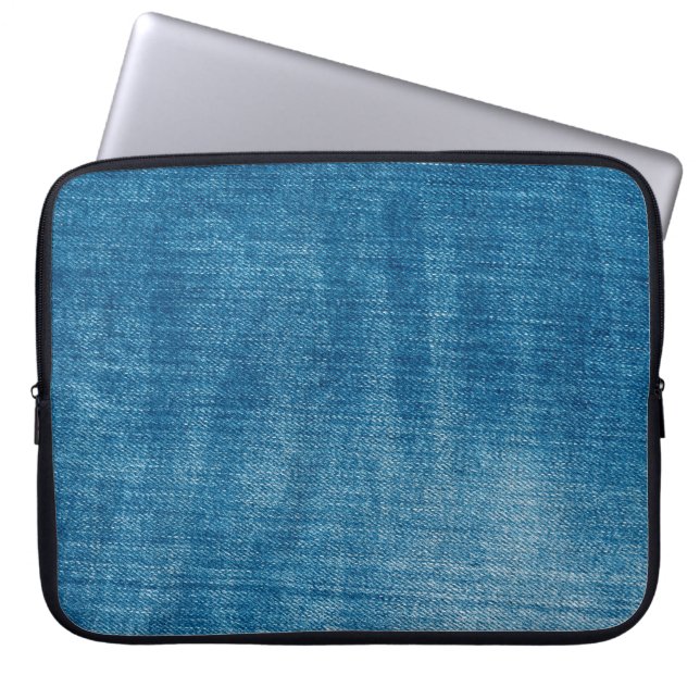 Blauwe denim jeans textuur dicht bij elkaar. Blauw Laptop Sleeve (Voorkant)
