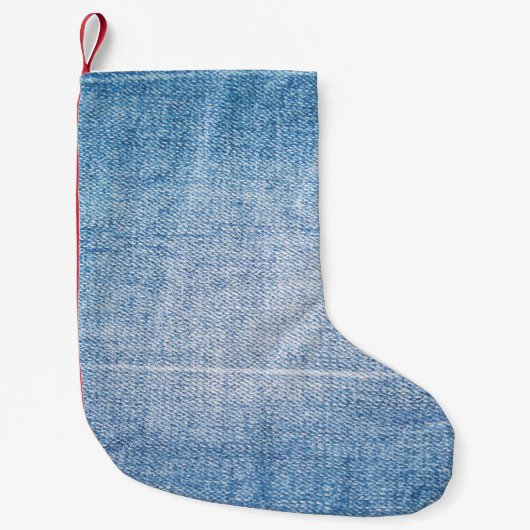 Blauwe denim jeans textuur kleine kerstsok (Voorkant)