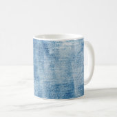 Blauwe denim jeans textuur koffiemok (Voorkant rechts)