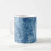 Blauwe denim jeans textuur koffiemok (Voorkant links)