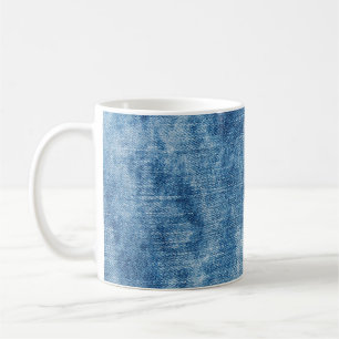 Blauwe denim jeans textuur koffiemok